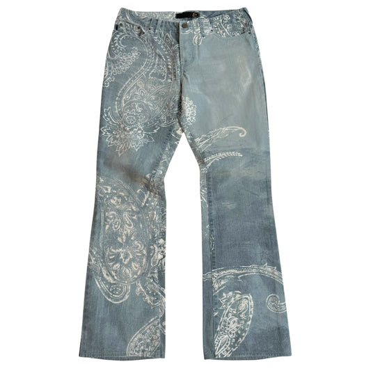 Just Cavalli Roberto Cavalli Blue & White Paisley Print Jeans