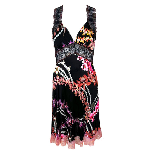 Just Cavalli Roberto Cavalli Lace Trim Floral & Pearl Print Dress
