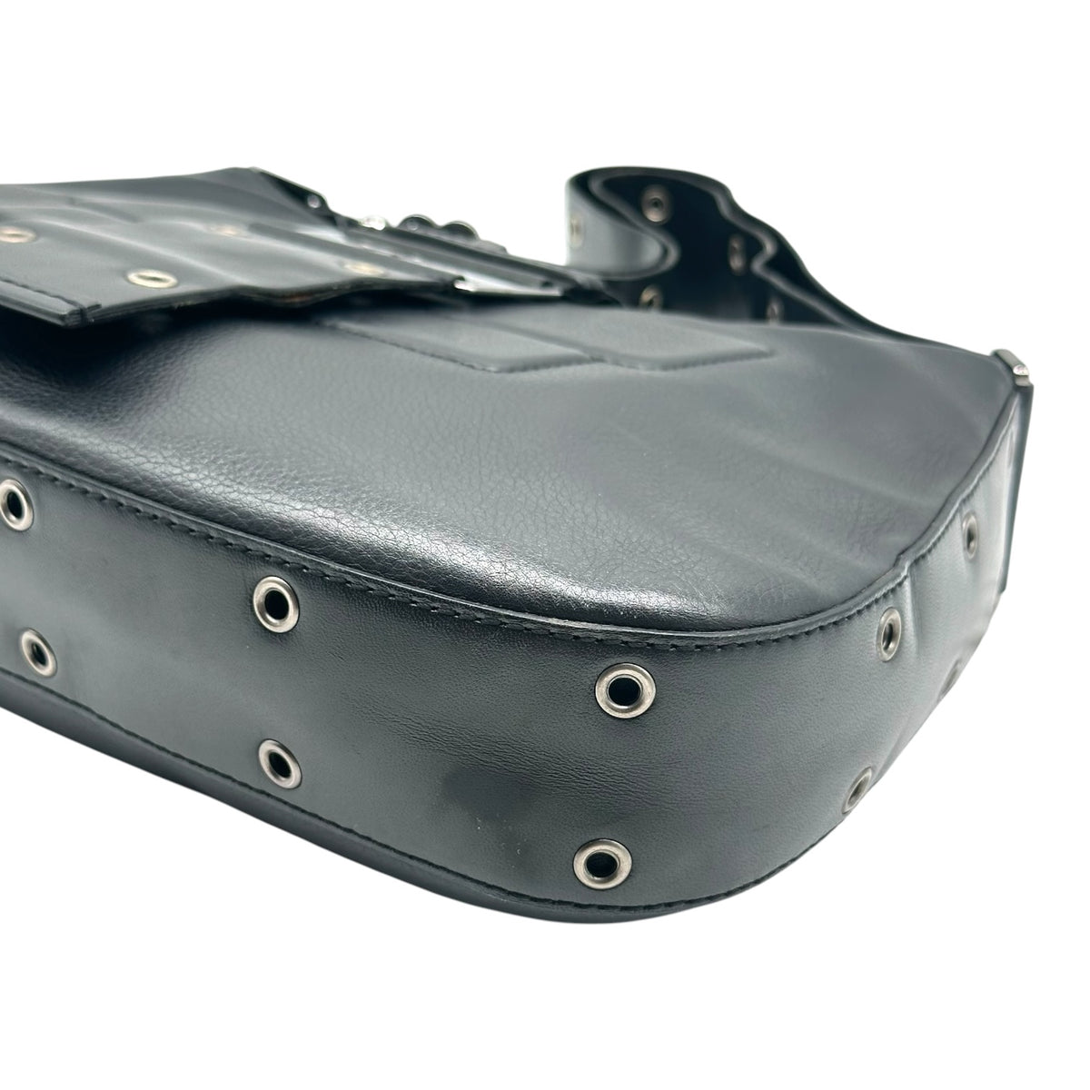Christian Dior Black Leather Shoulder Bag with Silver Hardware