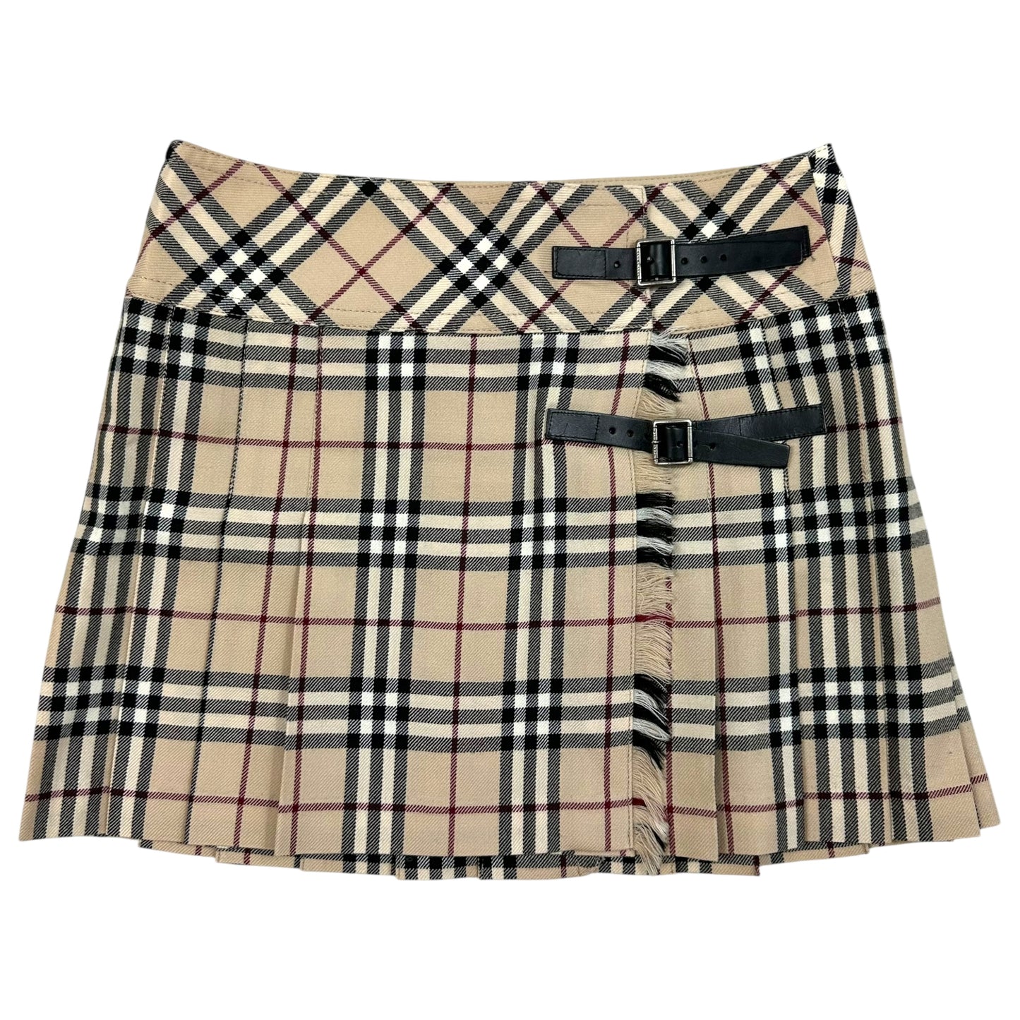 Burberry Blue Label Classic Tan Plaid Pleated Mini Skirt