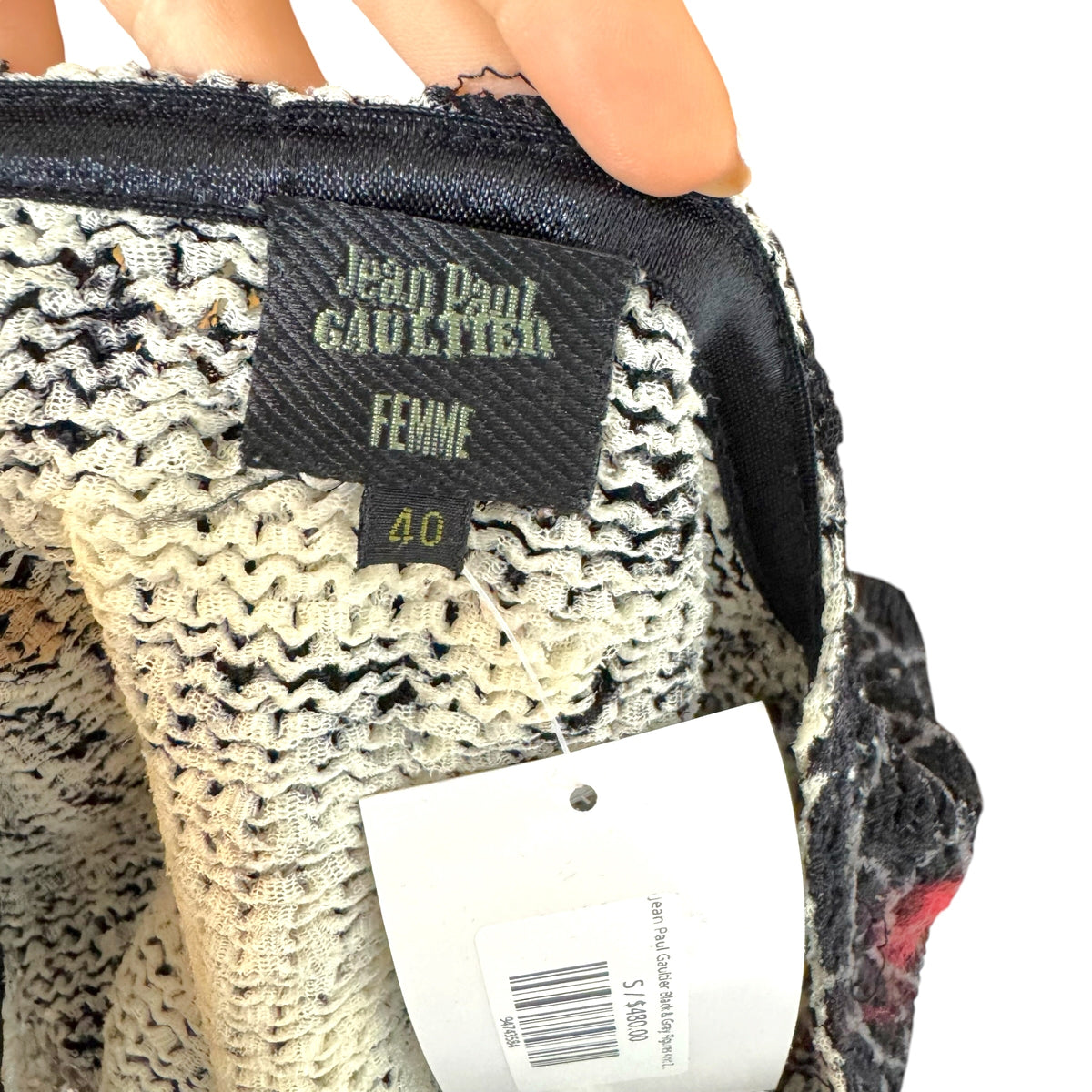 Jean Paul Gaultier Black & Gray Figures Knit Zip-Up Cardigan