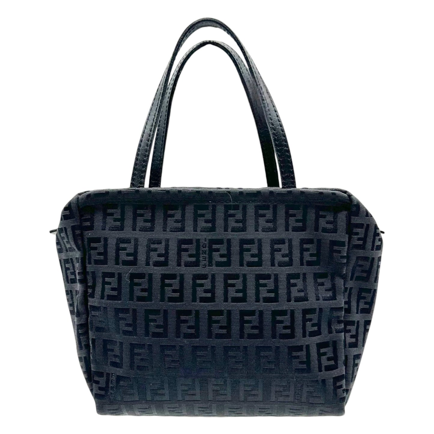 Fendi Black Zucchino Monogram Mini Pochette Bag