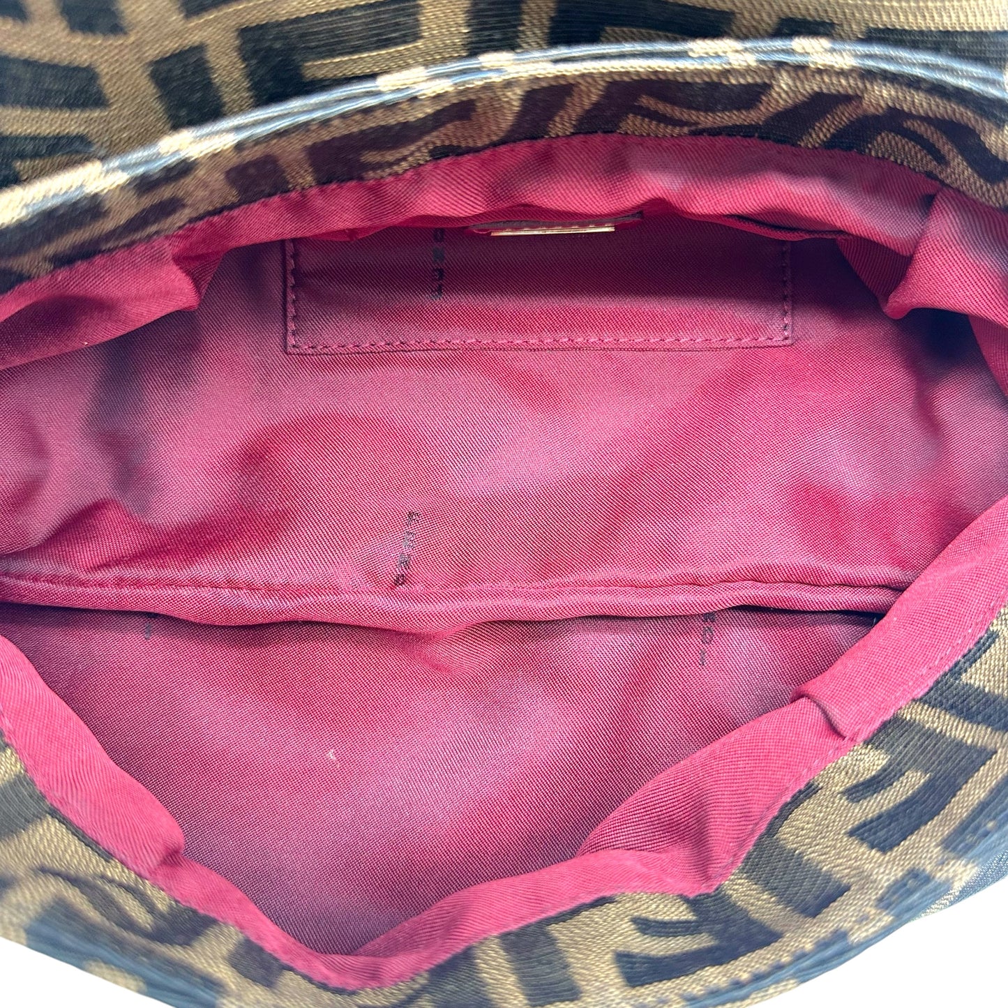 Fendi Medium Chef Shoulder Bag Zucca Monogram Red Leather