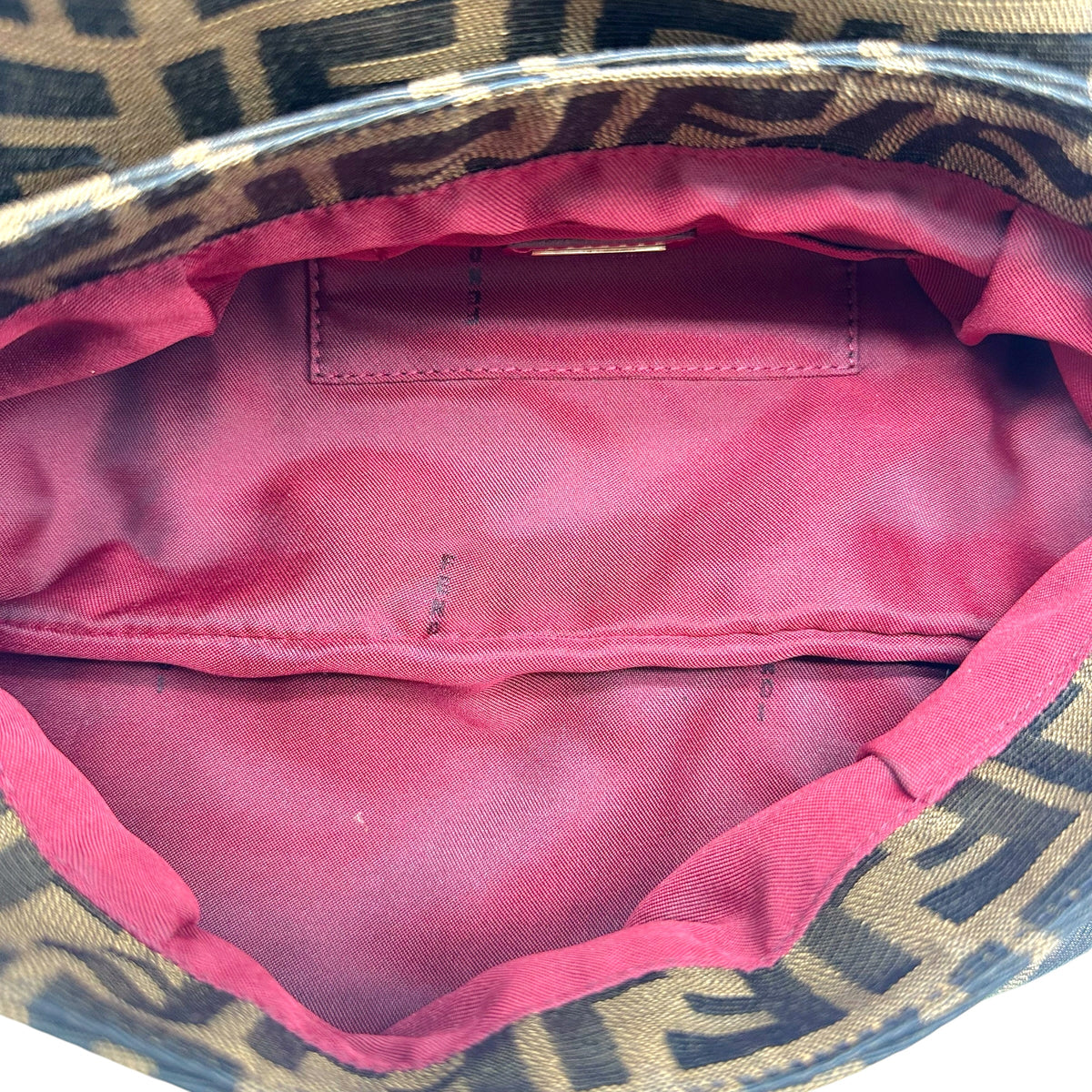 Fendi Medium Chef Shoulder Bag Zucca Monogram Red Leather