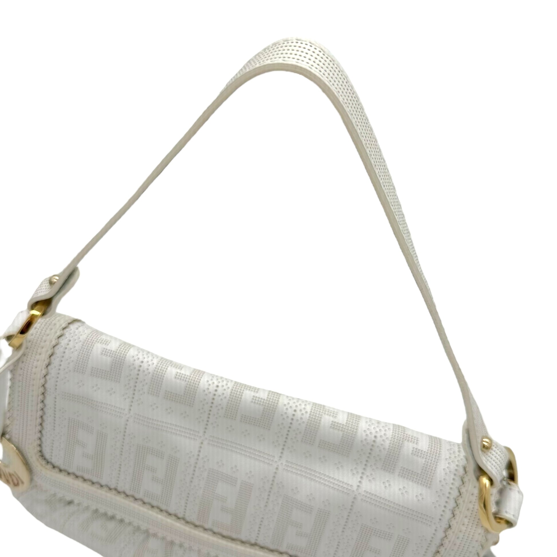 Fendi White Leather Zucca Embossed Chef Bag - Outfit Repeater