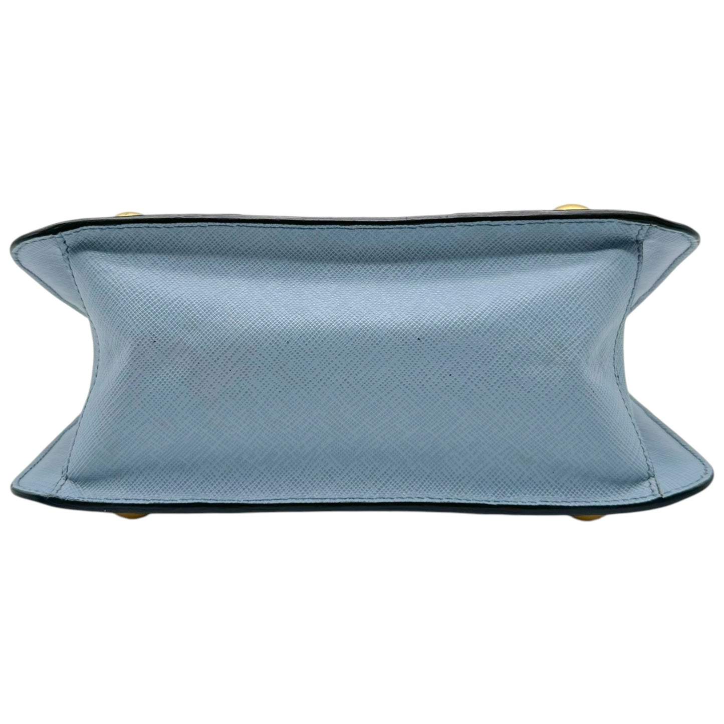 Prada Light Blue & Gold Studded Saffiano 2-Way Mini Tote Bag