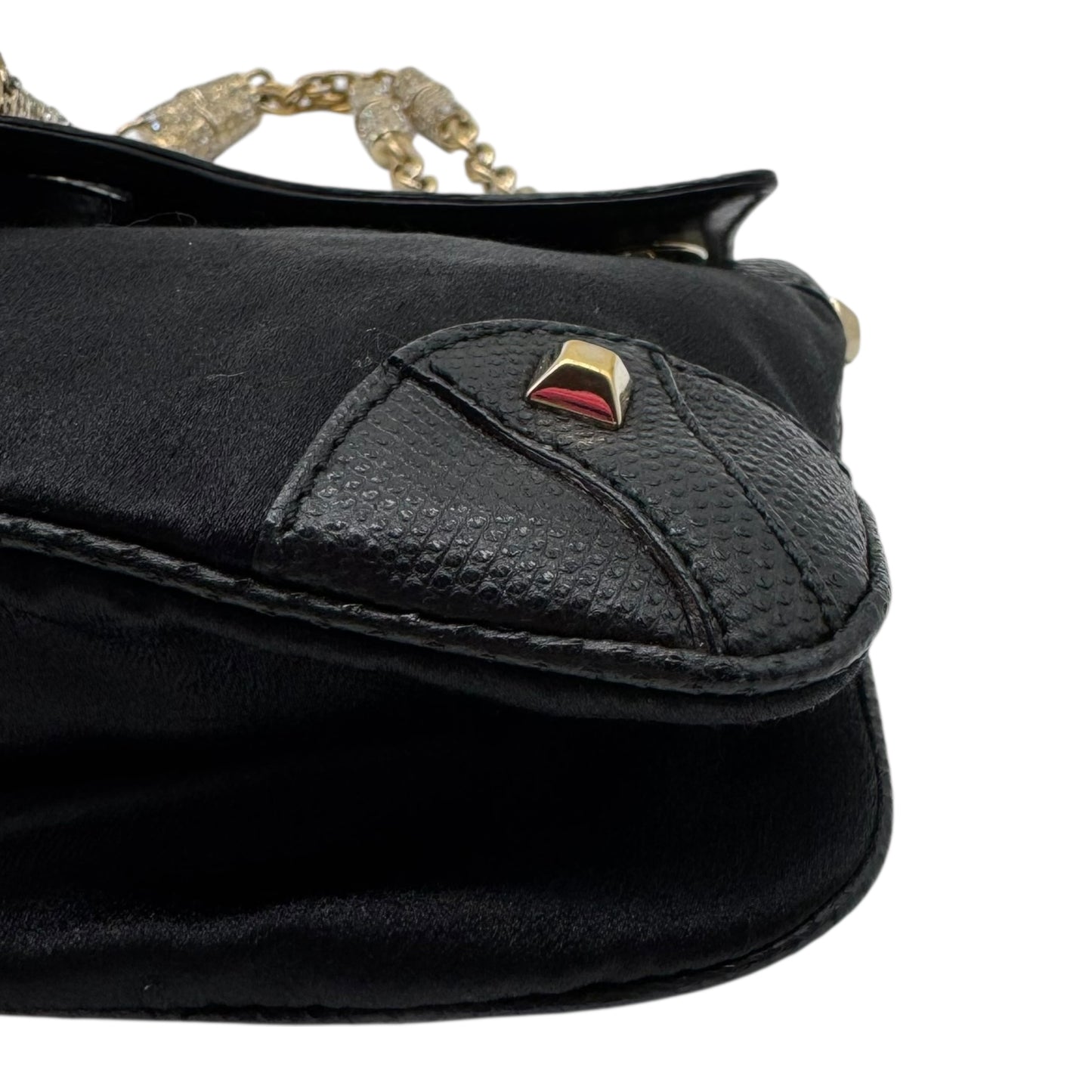 Gucci by Tom Ford Black Silk & Lizard Crystal Embellished Bamboo Mini Bag - Outfit Repeater