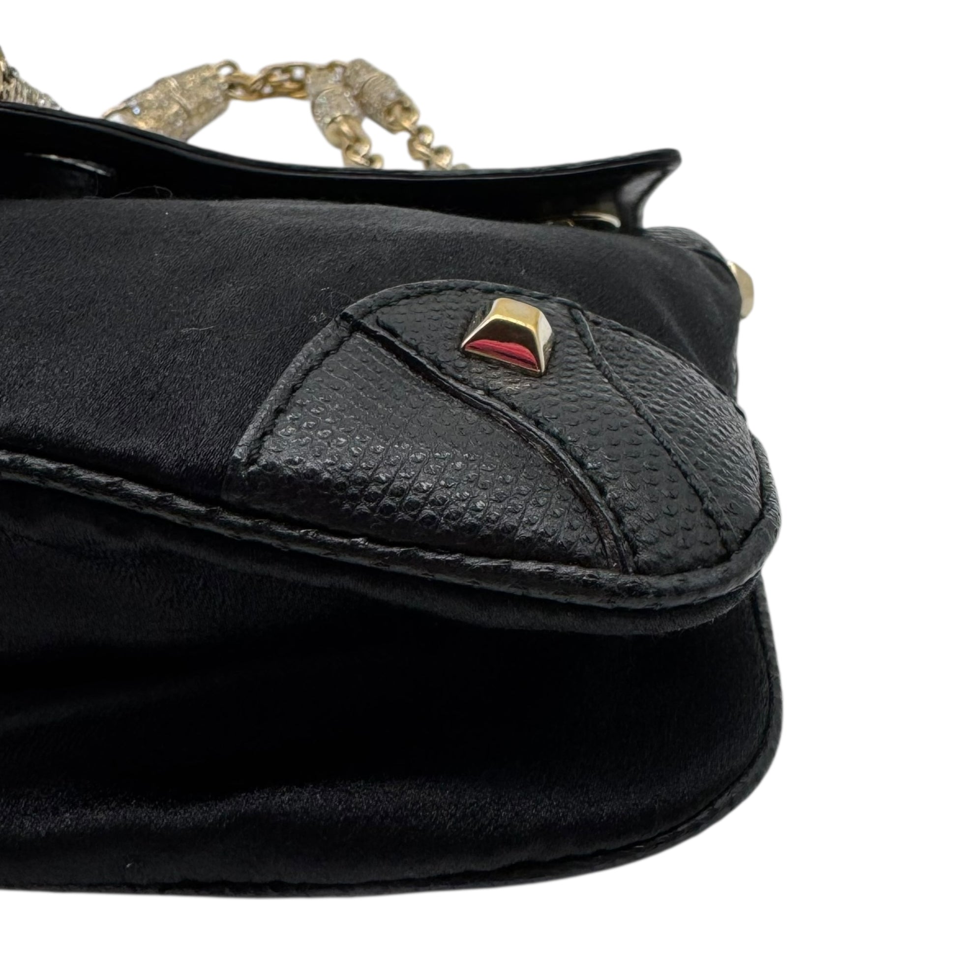 Gucci by Tom Ford Black Silk & Lizard Crystal Embellished Bamboo Mini Bag - Outfit Repeater