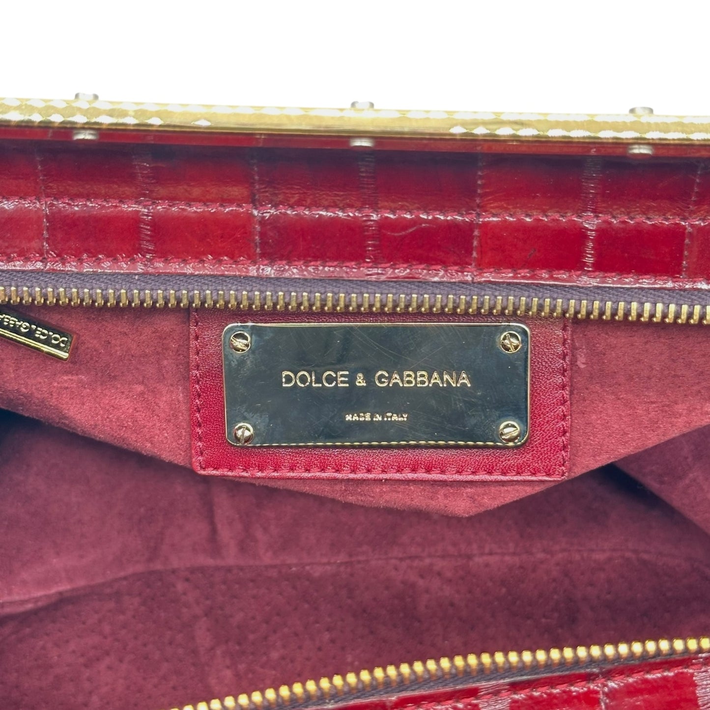Dolce & Gabbana Burgundy Eel Skin East-West Bowler Bag