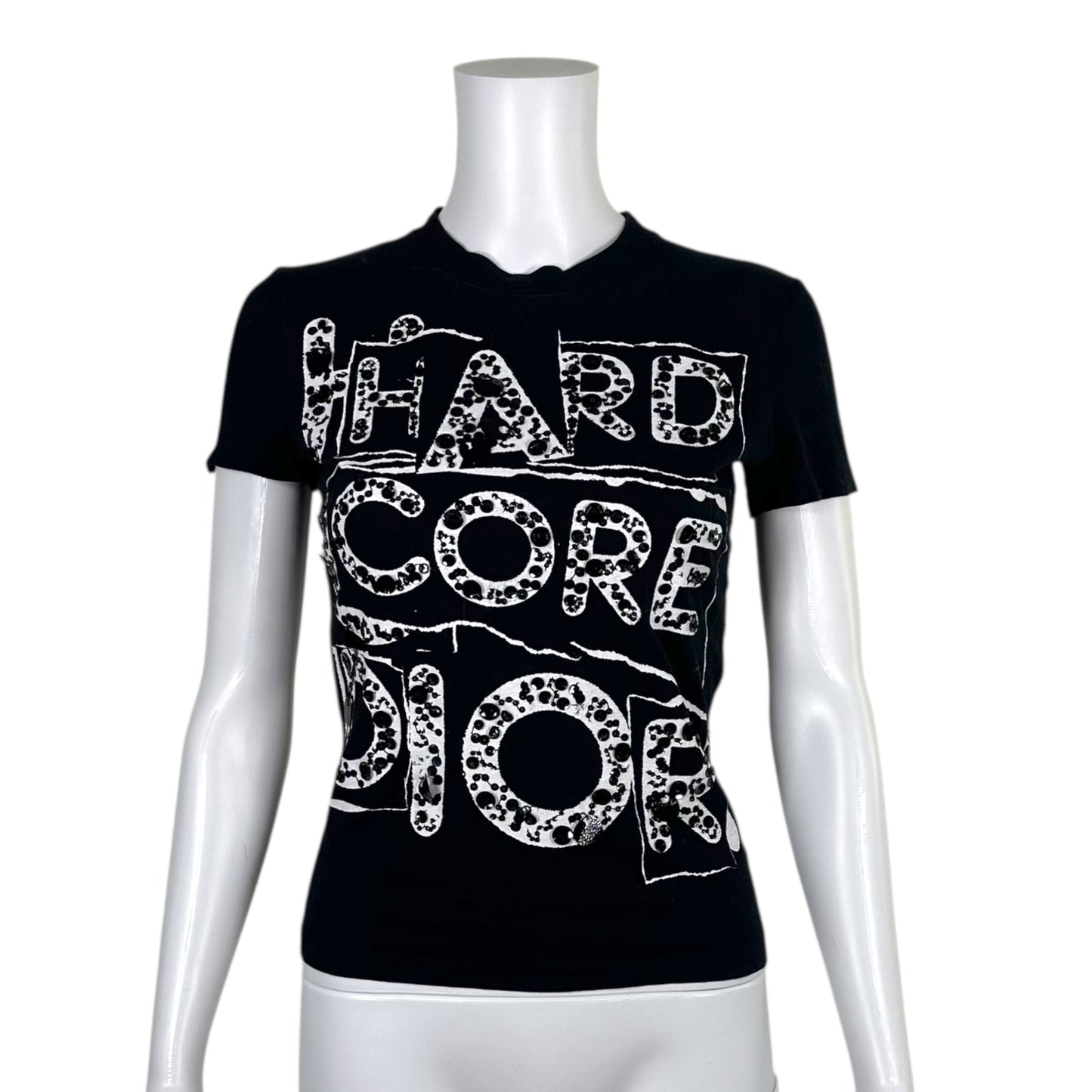 Christian Dior S/S 2003 Black 'Hardcore Dior' Sequin T-Shirt