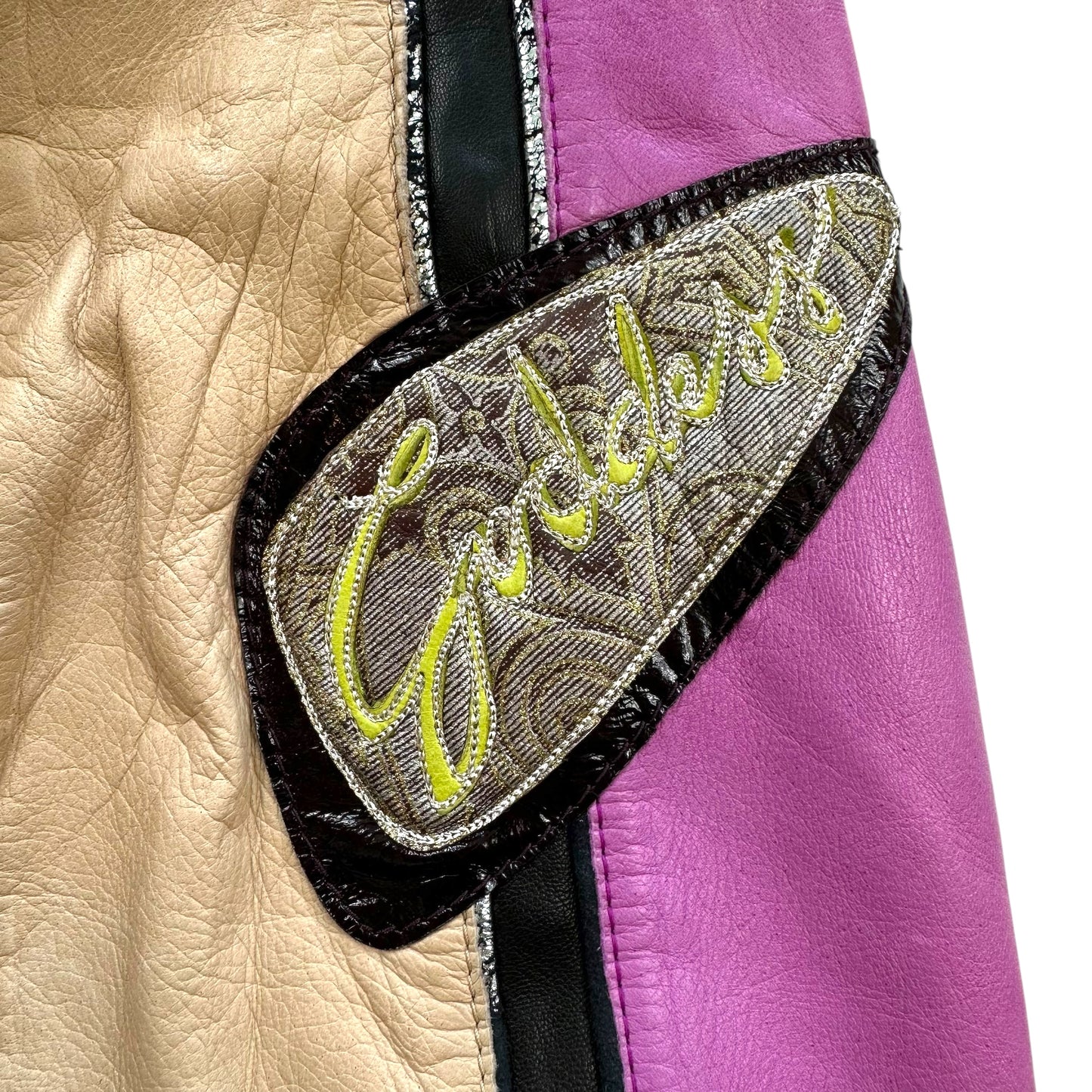 Roberto Cavalli Fall 2003 Runway Goddess Patchwork Leather Moto Pants NEW