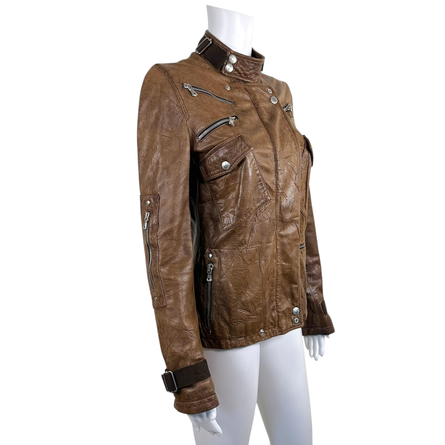 Dolce & Gabbana Brown Multi Zipper Leather Moto Jacket - Outfit Repeater
