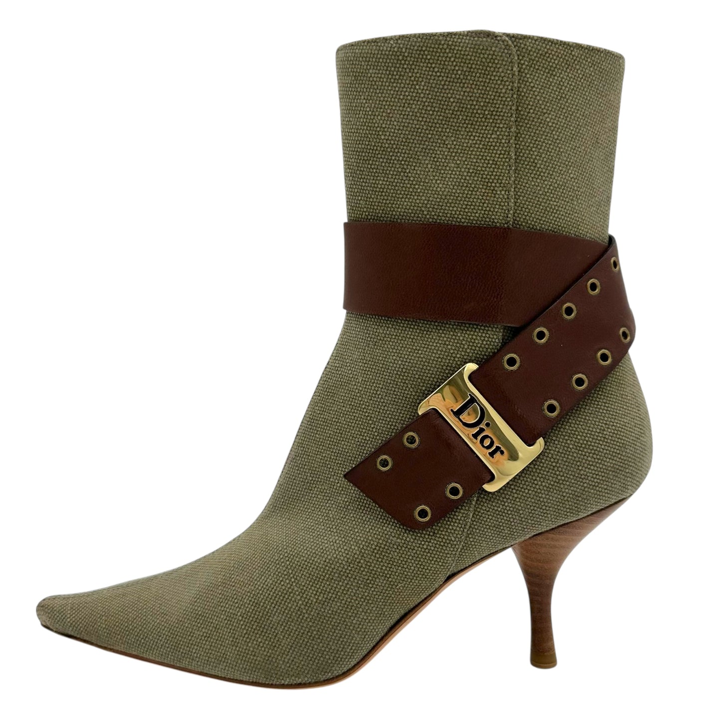 Dior Street Chic Khaki Green Heeled Booties