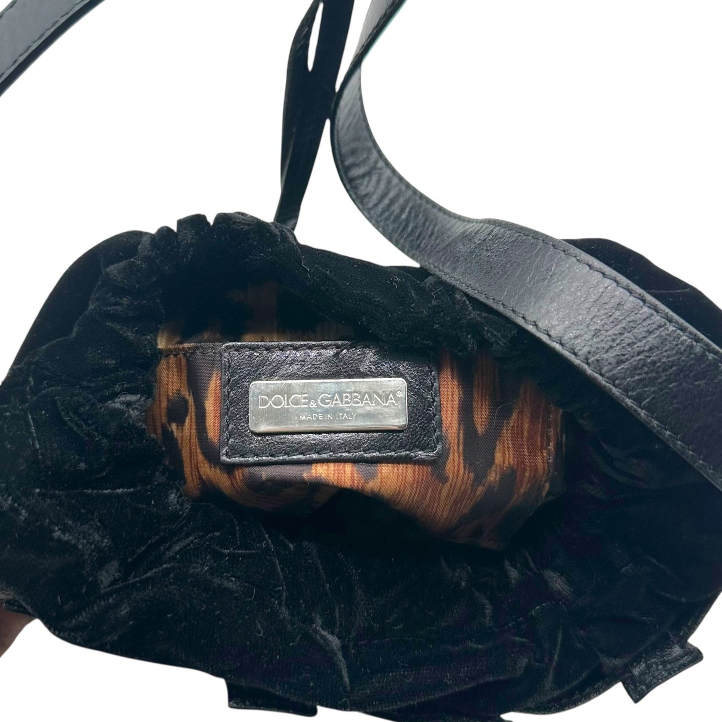 Dolce & Gabbana Black Suede Mini Bag With Chain Accents
