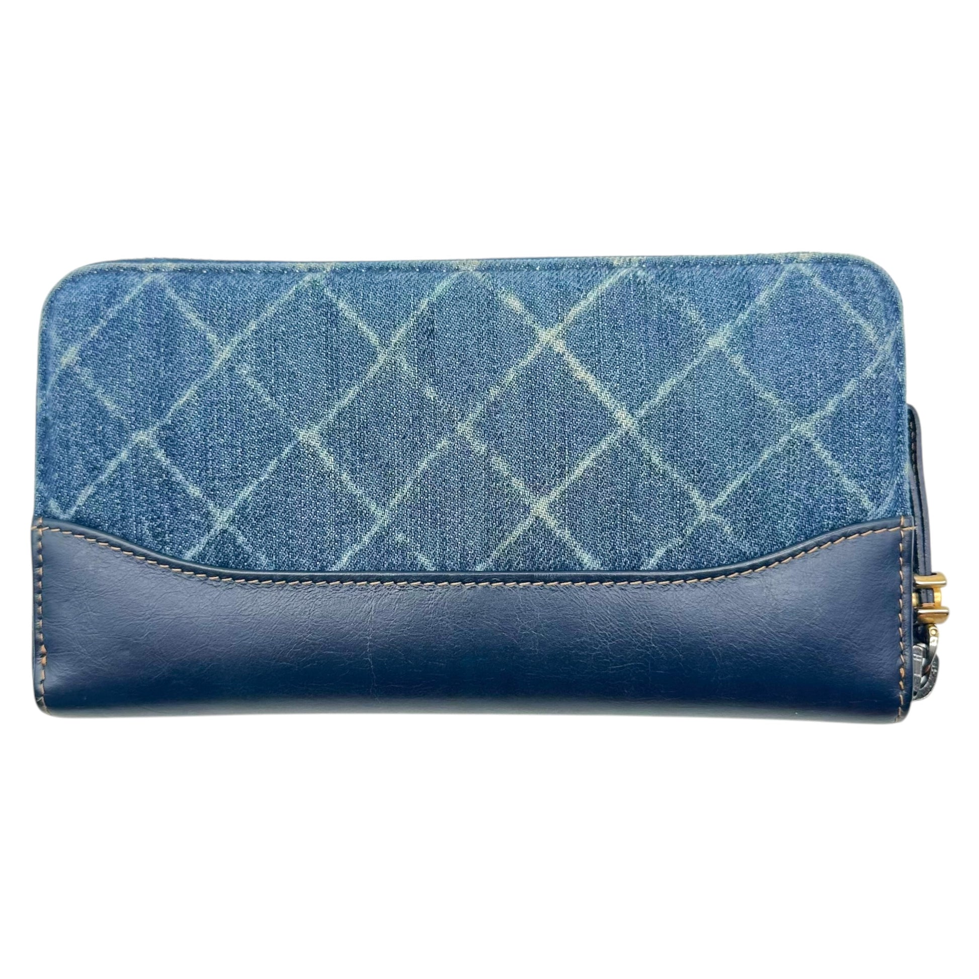 Chanel Blue Denim Zip-Around Long Wallet