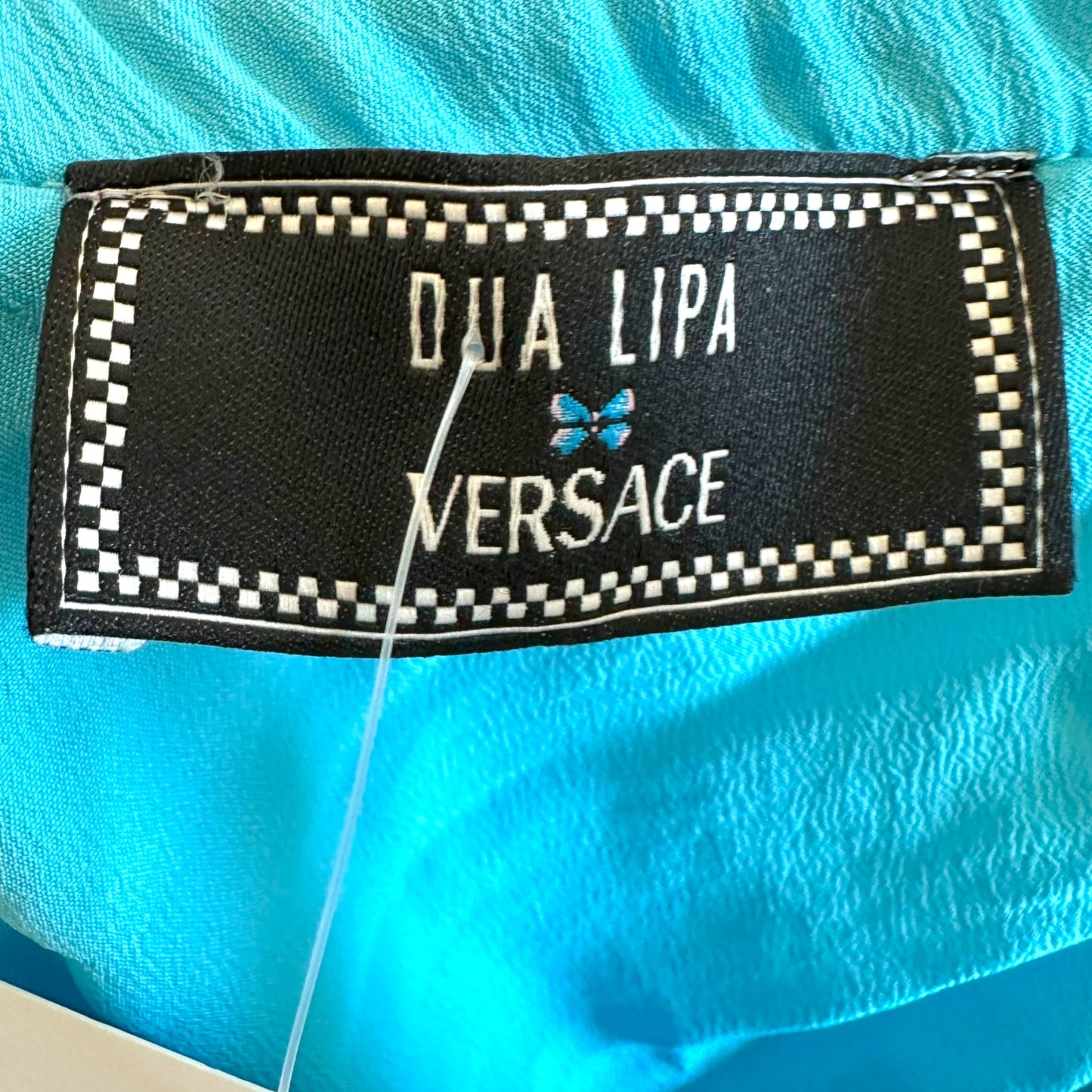 Versace x Dua Lipa Teal Blue Logo Mini Dress