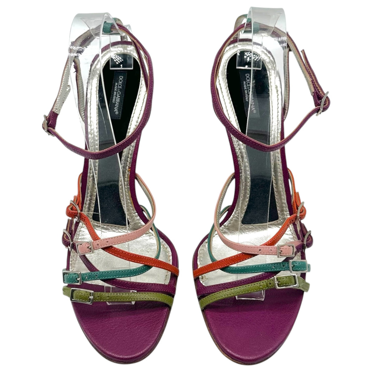 Dolce & Gabbana Purple Multicolor Multi-Strap Sandal Heels