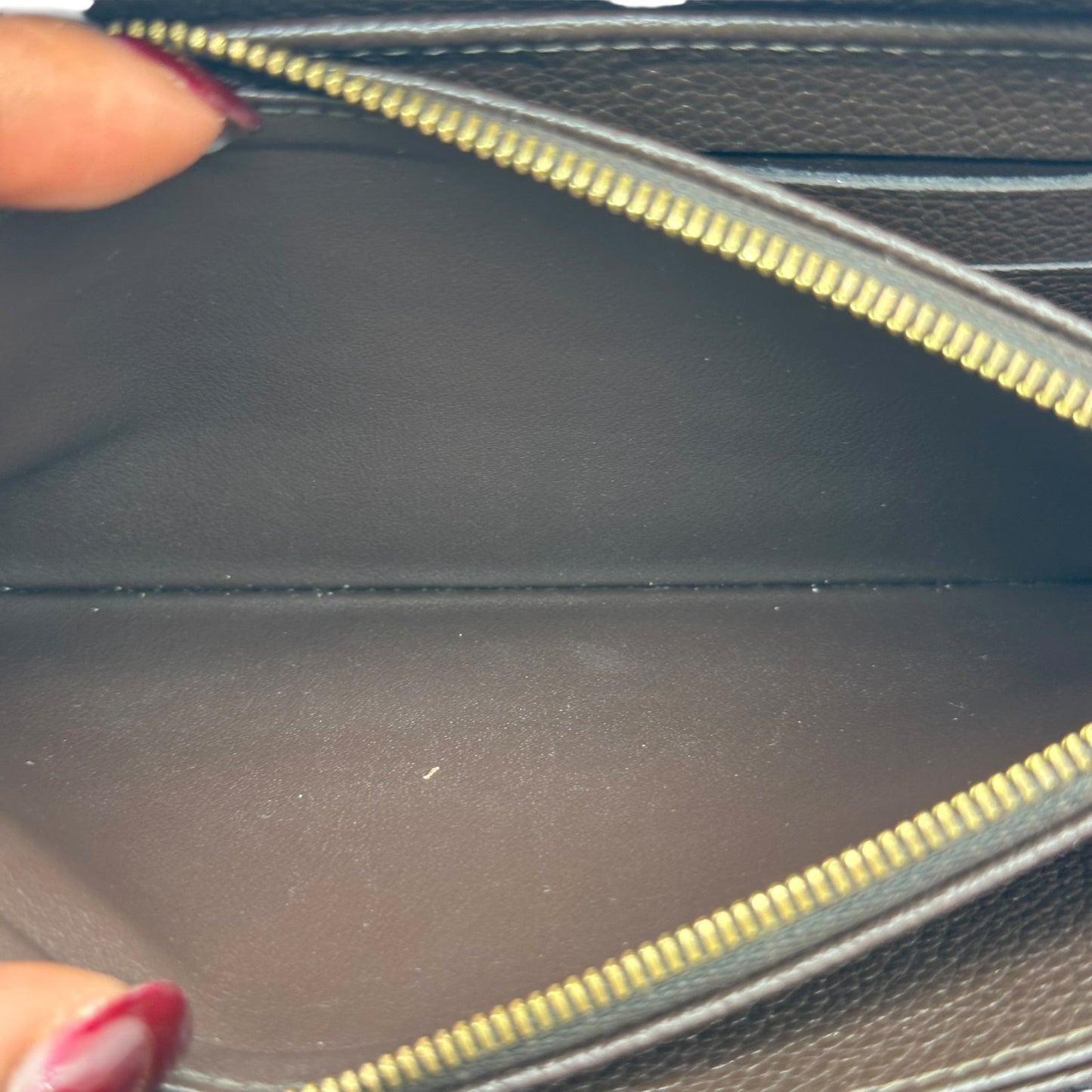 Louis Vuitton Brown Leather Embossed Monogram Zip Long Wallet