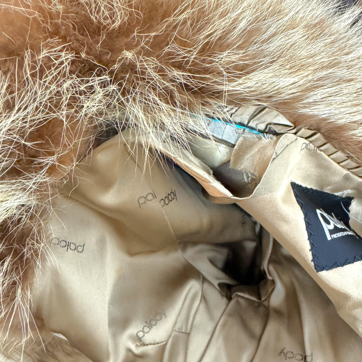 Palody Fox Fur Coat Brown Chevron Stripe 1980s Vintage