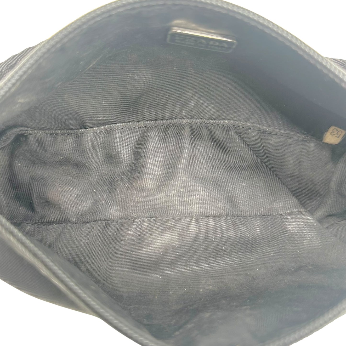 Prada Black Nylon East-West Pochette Bag