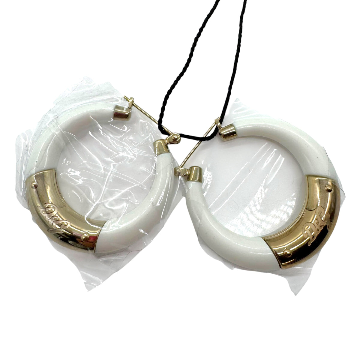 Dolce & Gabbana White Gold Logo Hoop Earrings