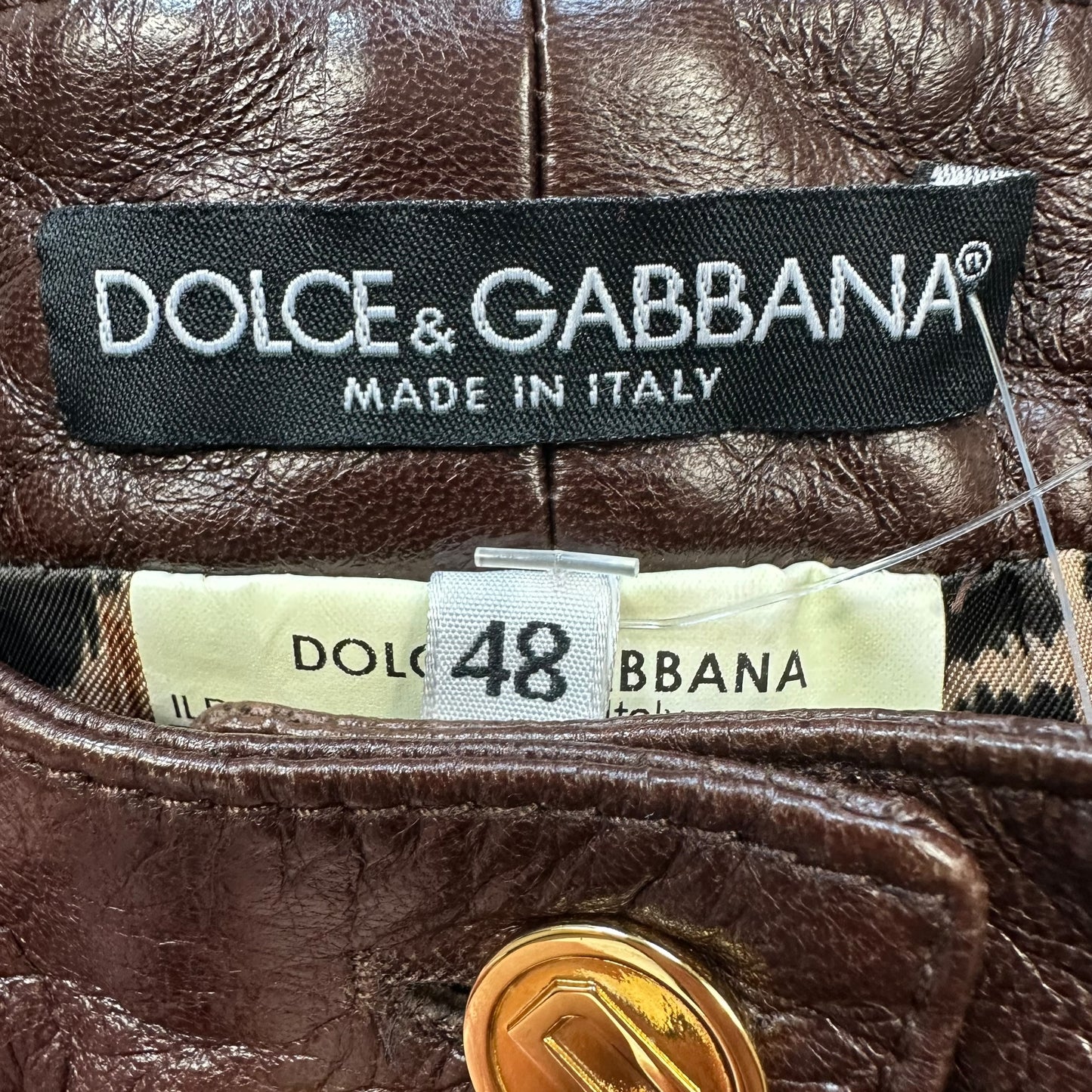Dolce & Gabbana Dark Brown Leather Pants NEW