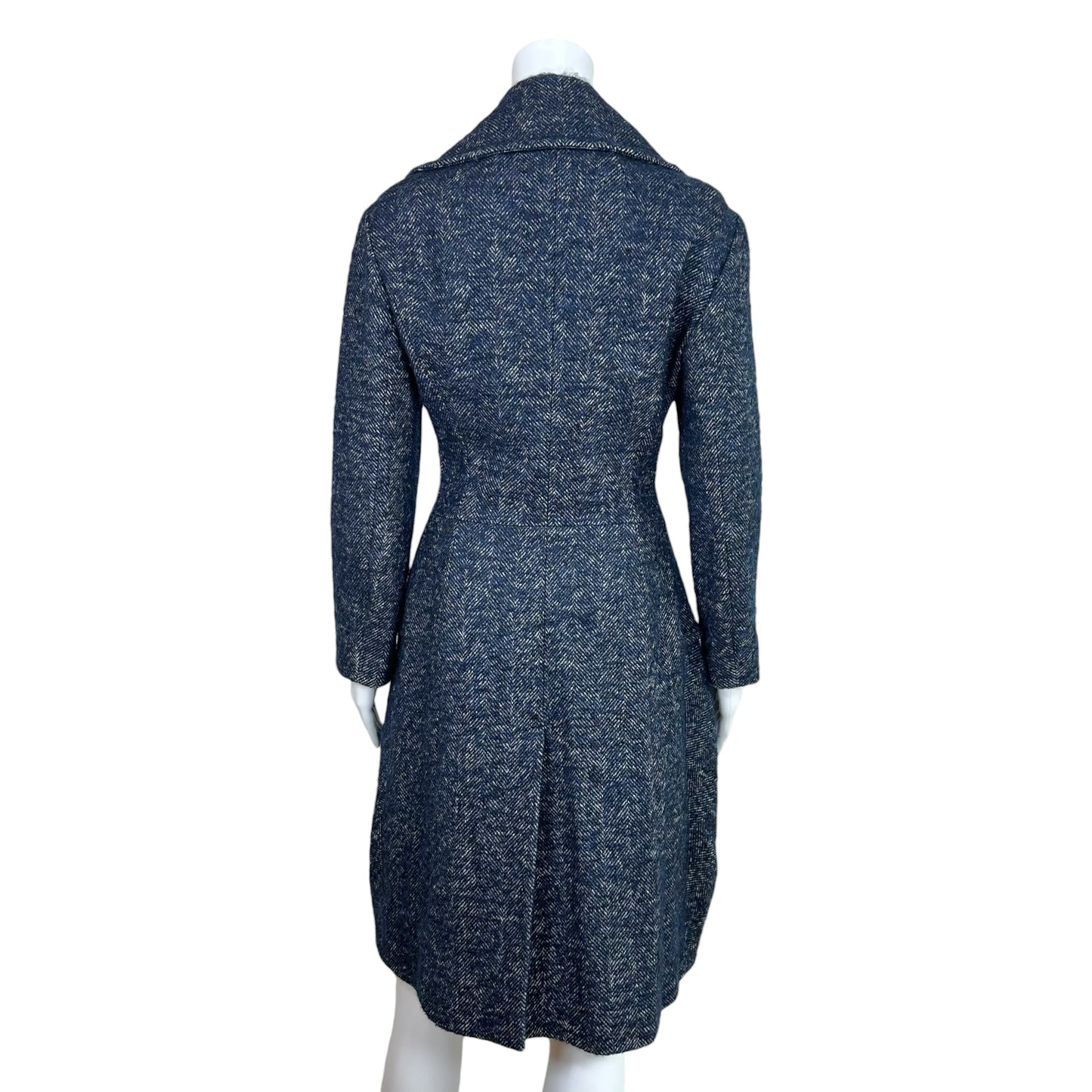 John Galliano Tailored Tweed Coat Navy Blue