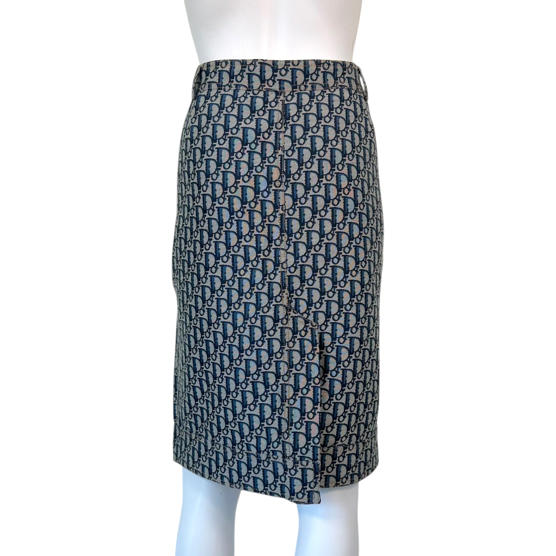 Christian Dior S/S 2005 Navy Blue Trotter Monogram Midi Skirt - Outfit Repeater