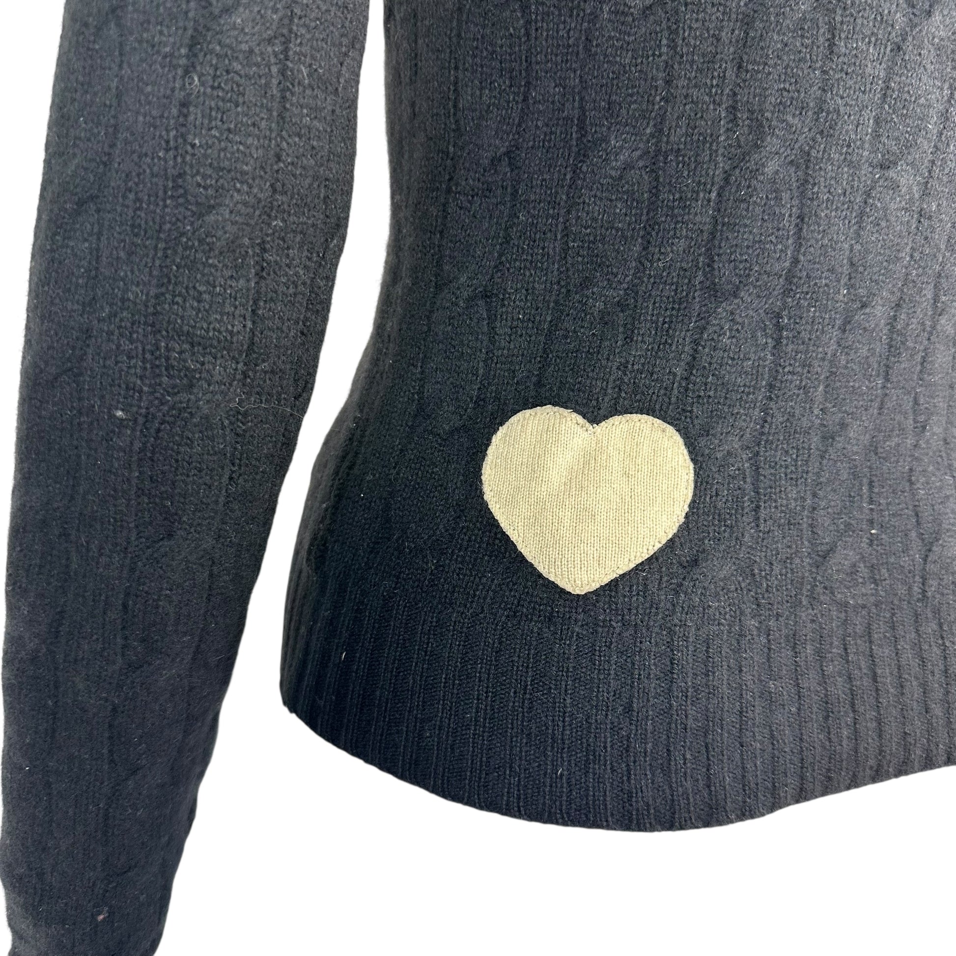 Juicy Couture Black & Ivory Cable Knit Cashmere Sweater - Outfit Repeater