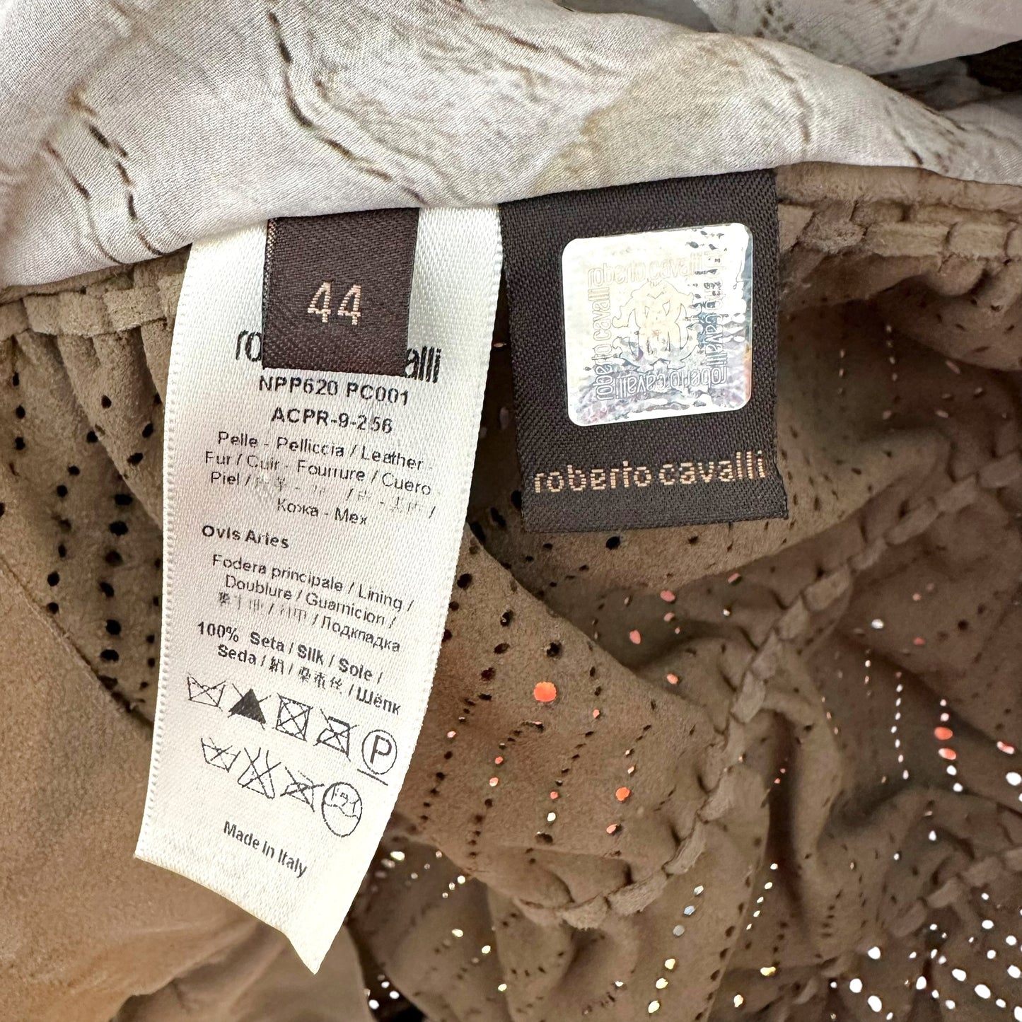 Roberto Cavalli Brown Perforated Suede Fringe Trim Cropped Vest
