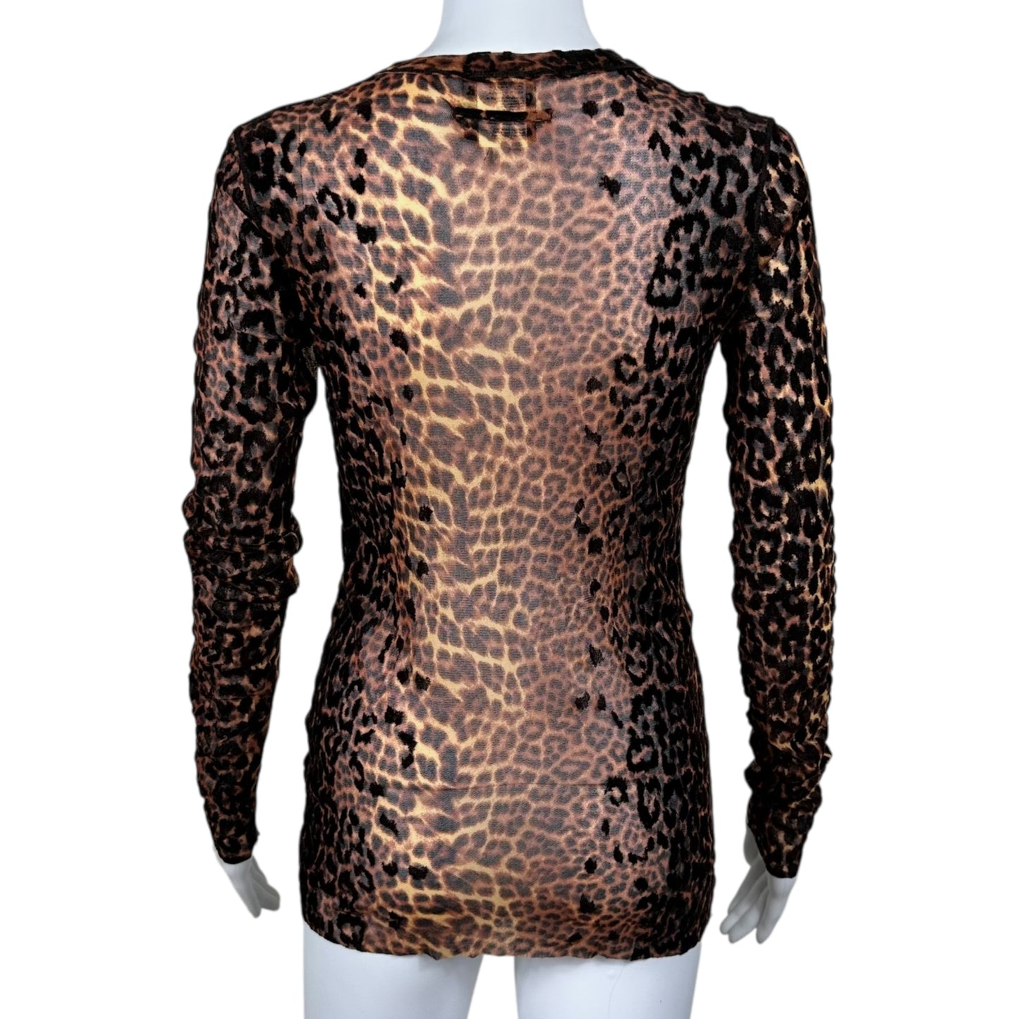 Jean Paul Gaultier Leopard Print Mesh Longsleeve Top