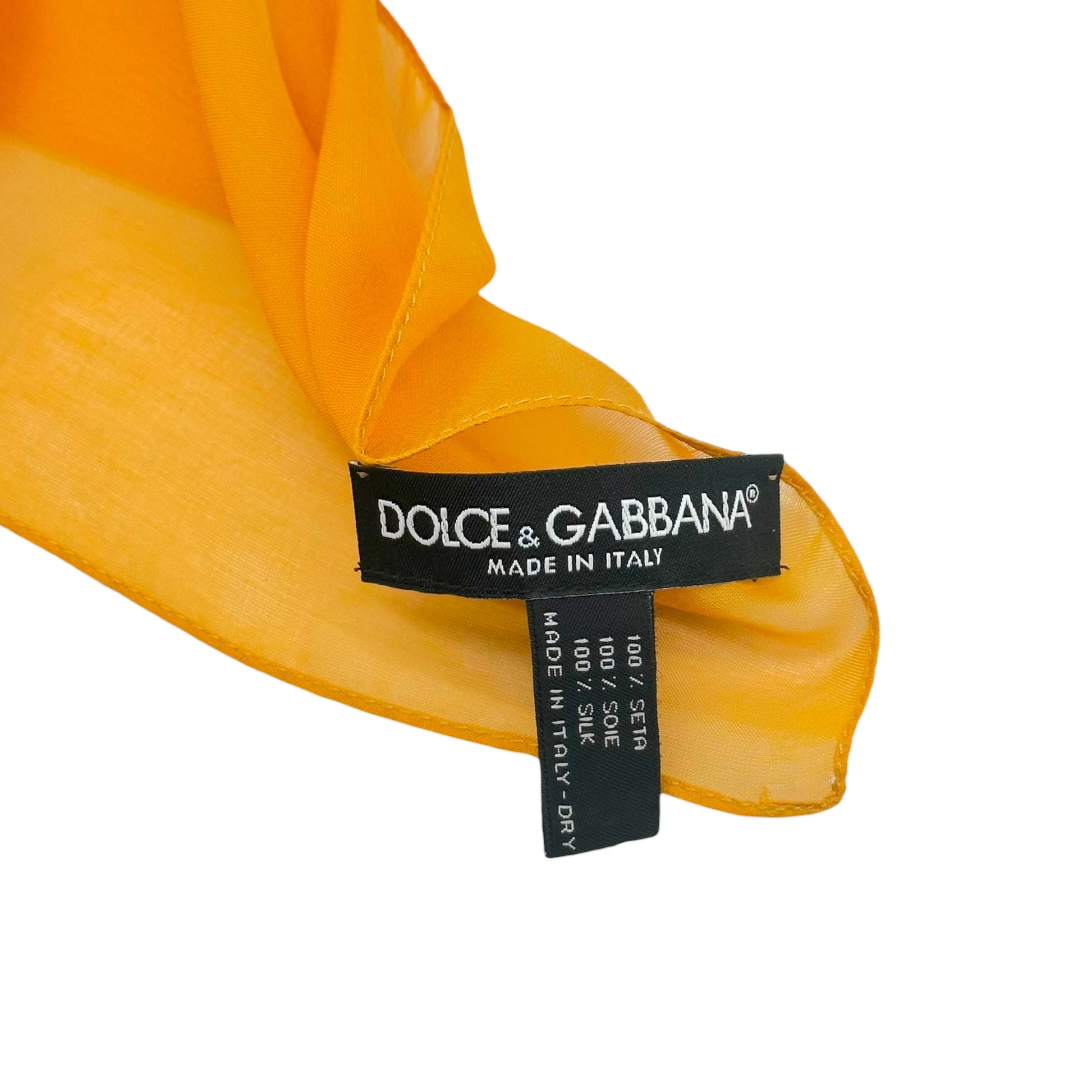 Dolce & Gabbana Orange Sheer Silk Square Scarf