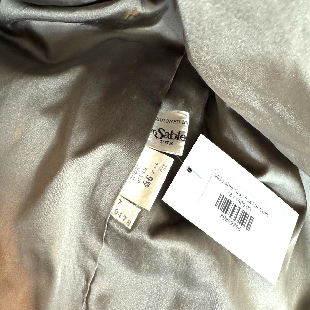 MG Gray Fox Fur Coat with Voluminous Collar