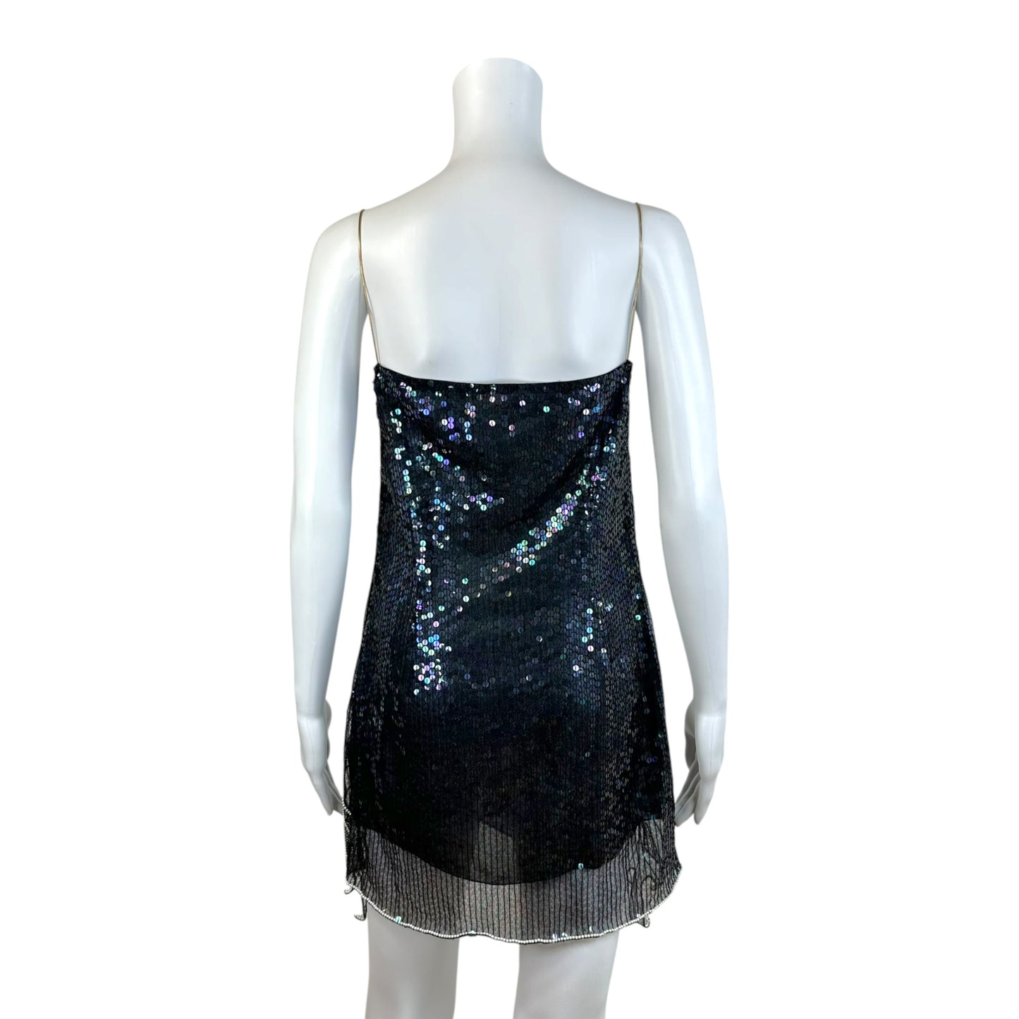 Dsquared2 Silver Sequin Crystal Mini Dress Spaghetti Straps