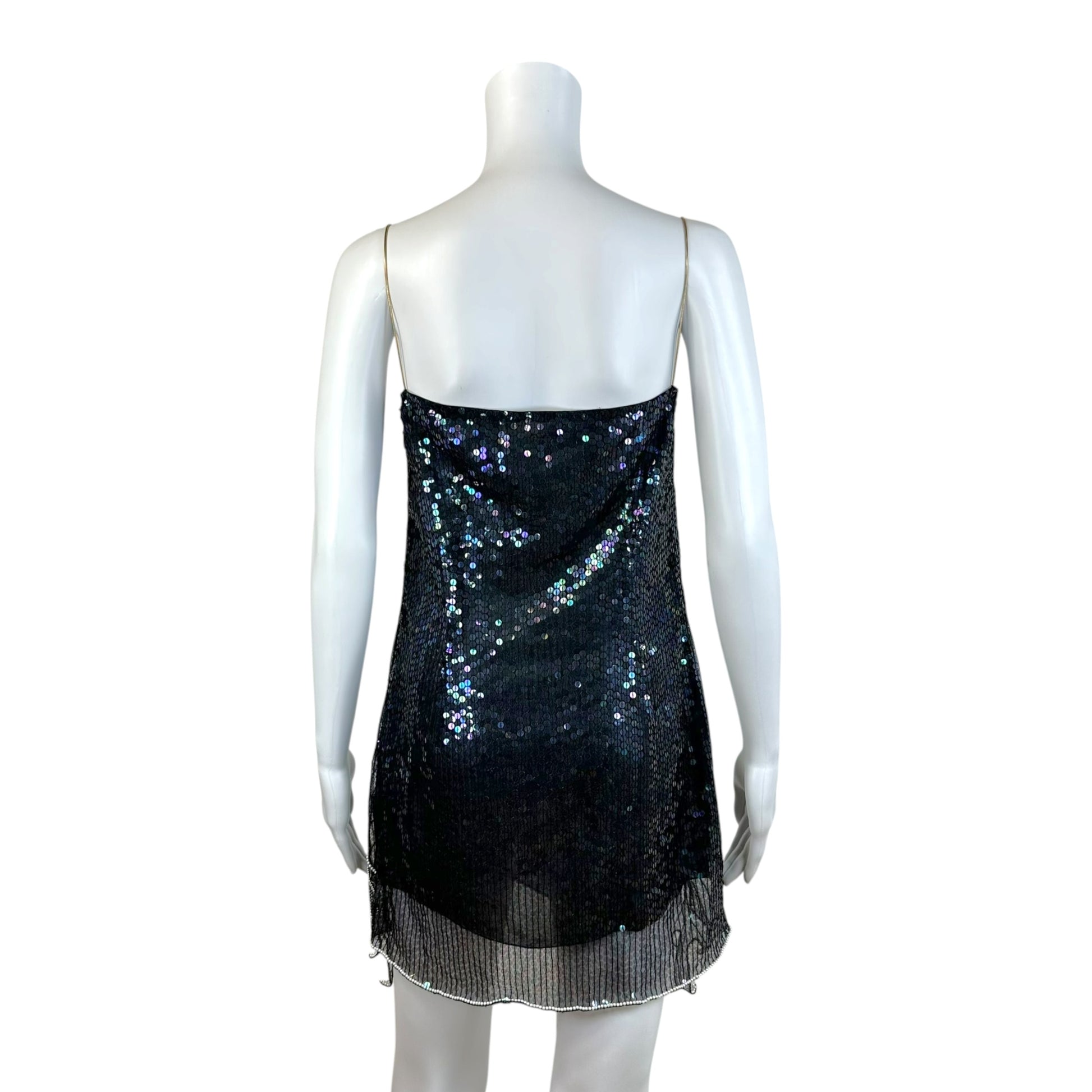 Dsquared2 Silver Sequin Crystal Mini Dress Spaghetti Straps
