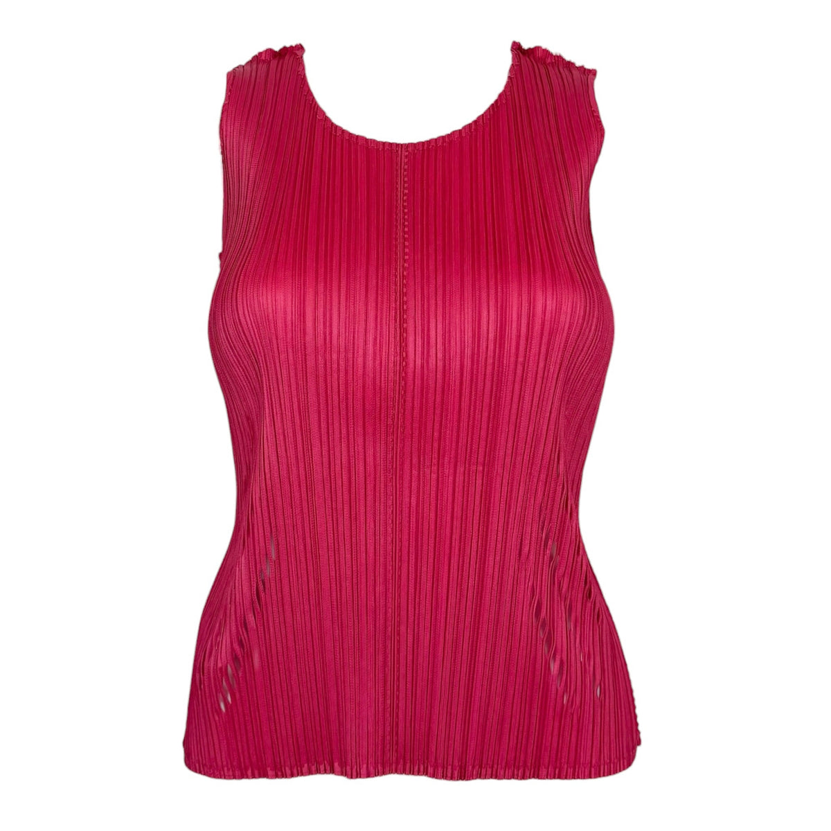 Issey Miyake Pleats Please Berry Pink Cut-Out Pleated Tank Sz 3