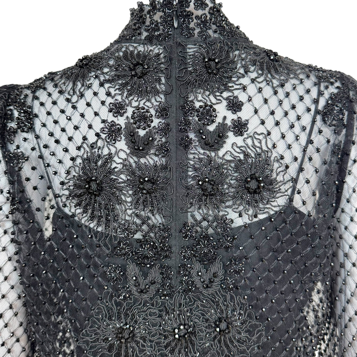 Valentino Black Beaded Lace Longsleeve Blouse
