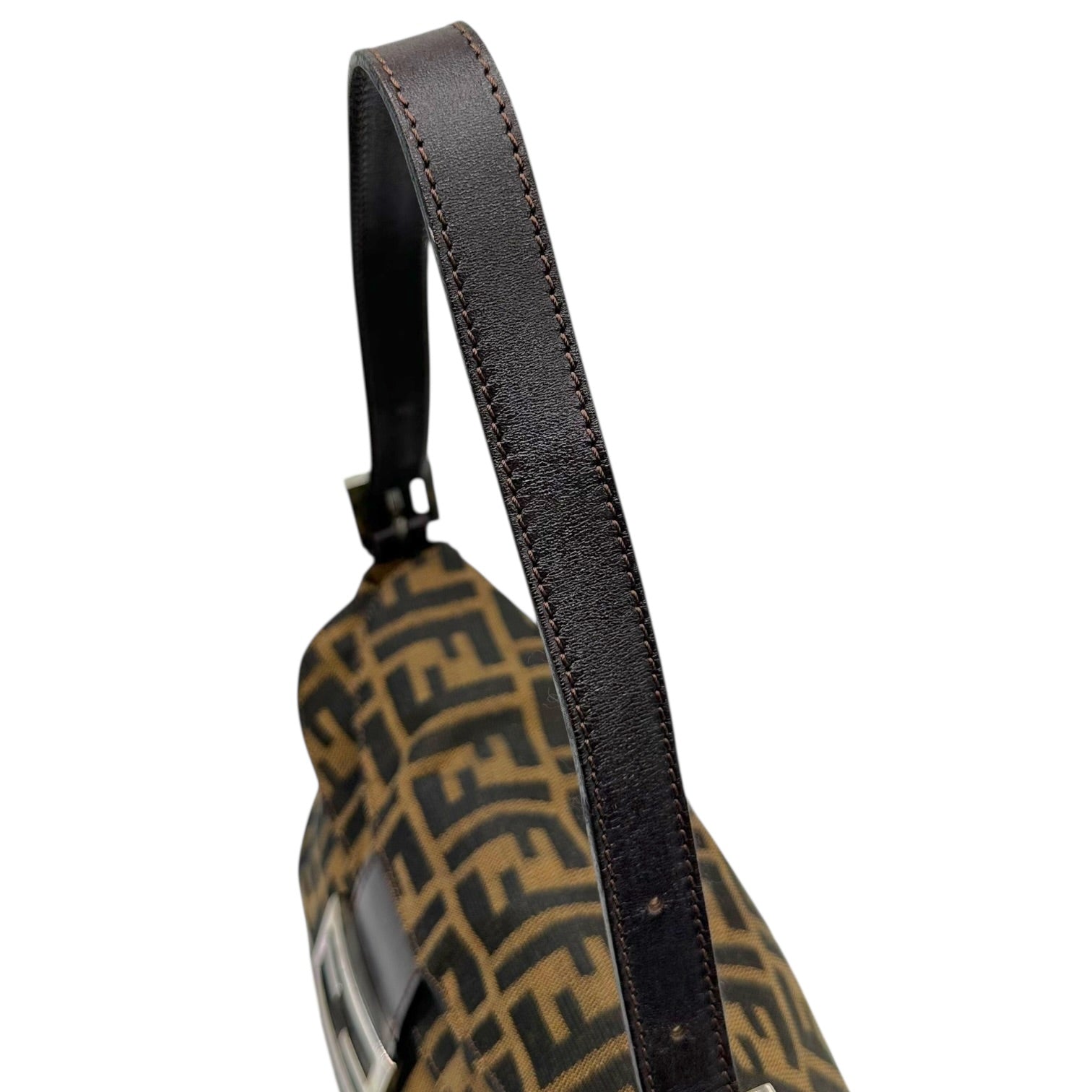 Fendi Brown Zucca Monogram Square Baguette Bag