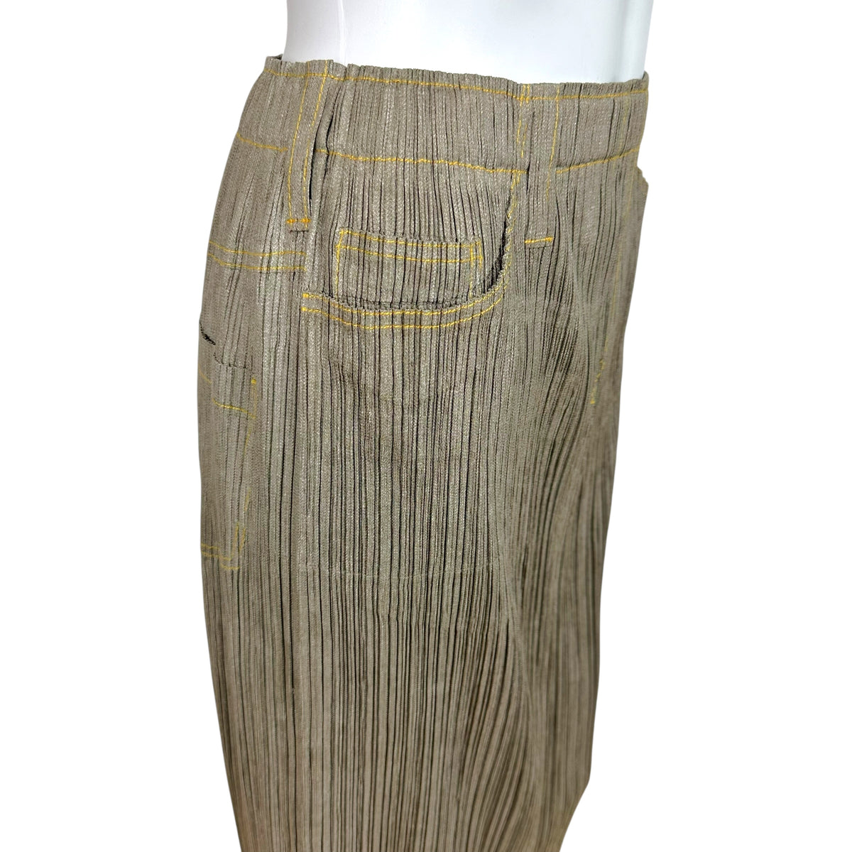 Issey Miyake Midi Skirt Gray Denim Print Size 3