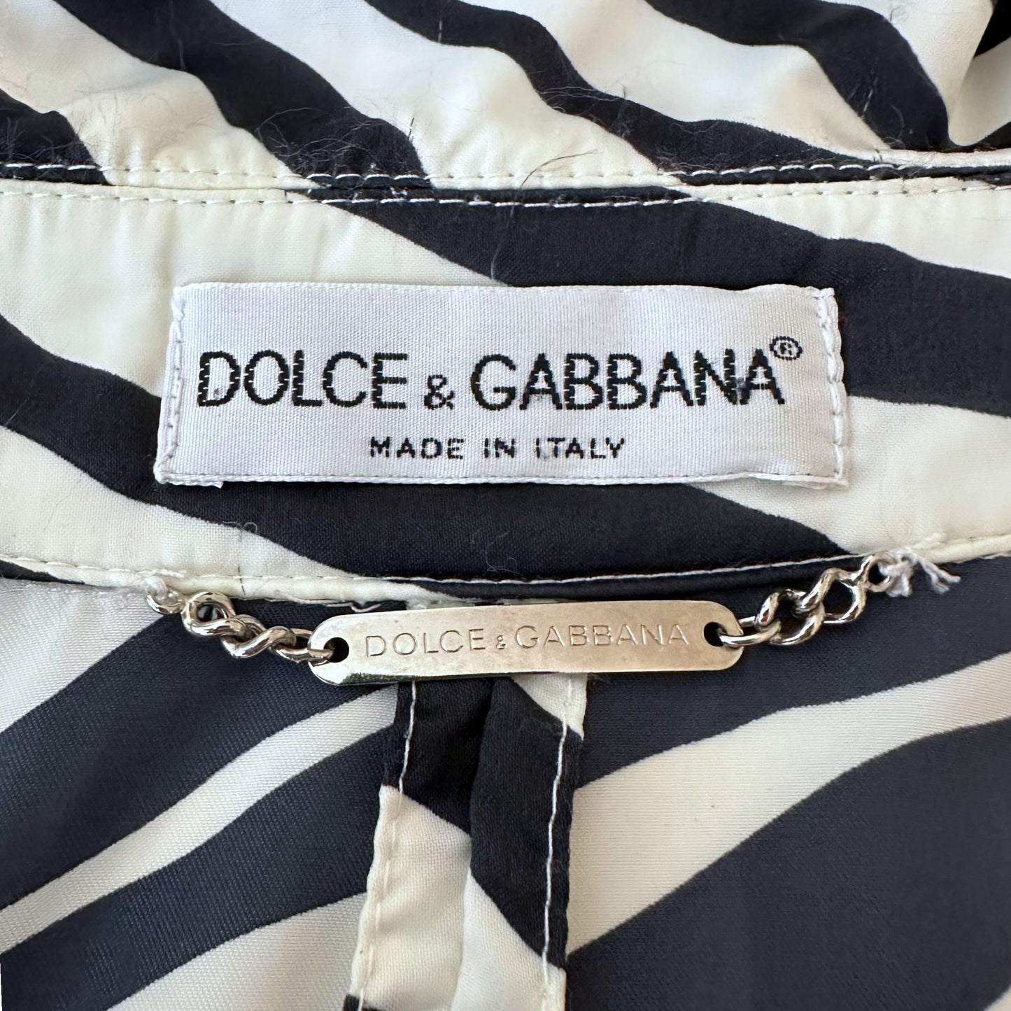 D&G Dolce & Gabbana Zebra Print Satin Trench Coat