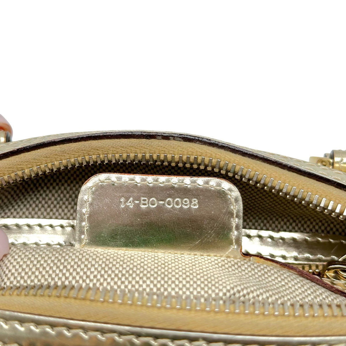 Christian Dior Gold Metallic Trotter Monogram Small Handbag