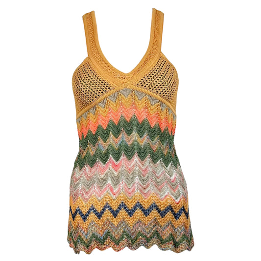 Missoni Multicolor Chevron Knit Semi-Sheer Cross Back Tank