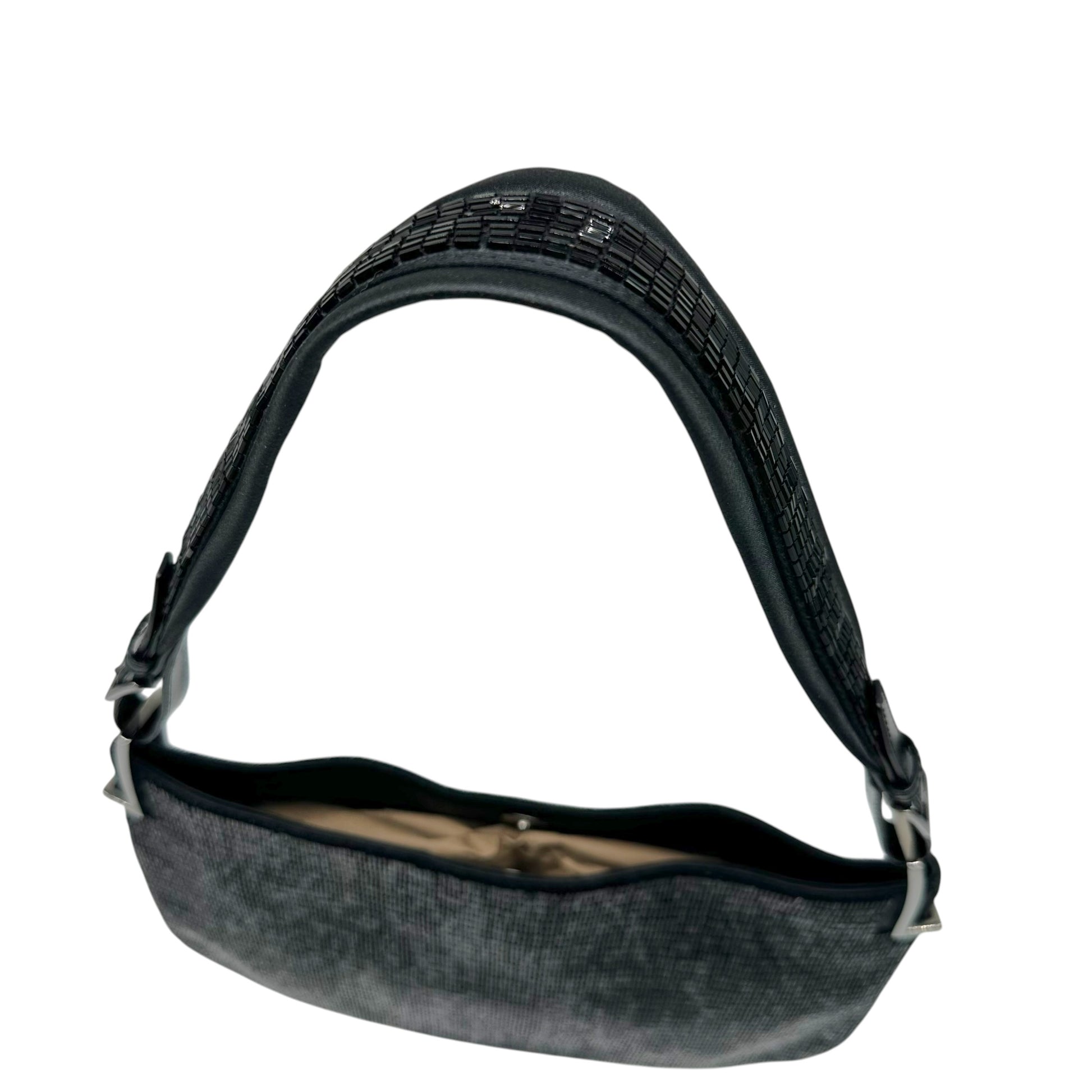 Gucci Silk Shoulder Bag Black Glass Beaded 90's Vintage