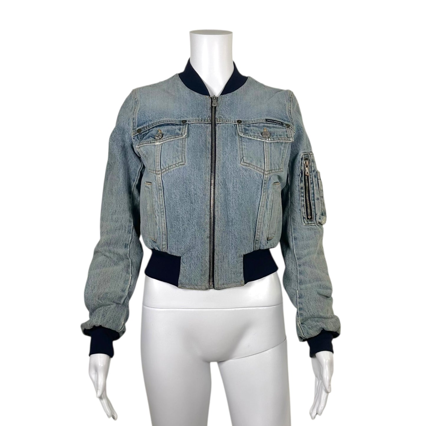 Dolce & Gabbana Cropped Denim Bomber Jacket