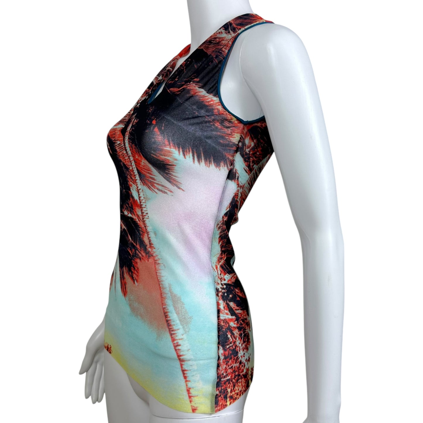 Jean Paul Gaultier Soleil Palm Tree Print Sheer Mesh Tank - Outfit Repeater