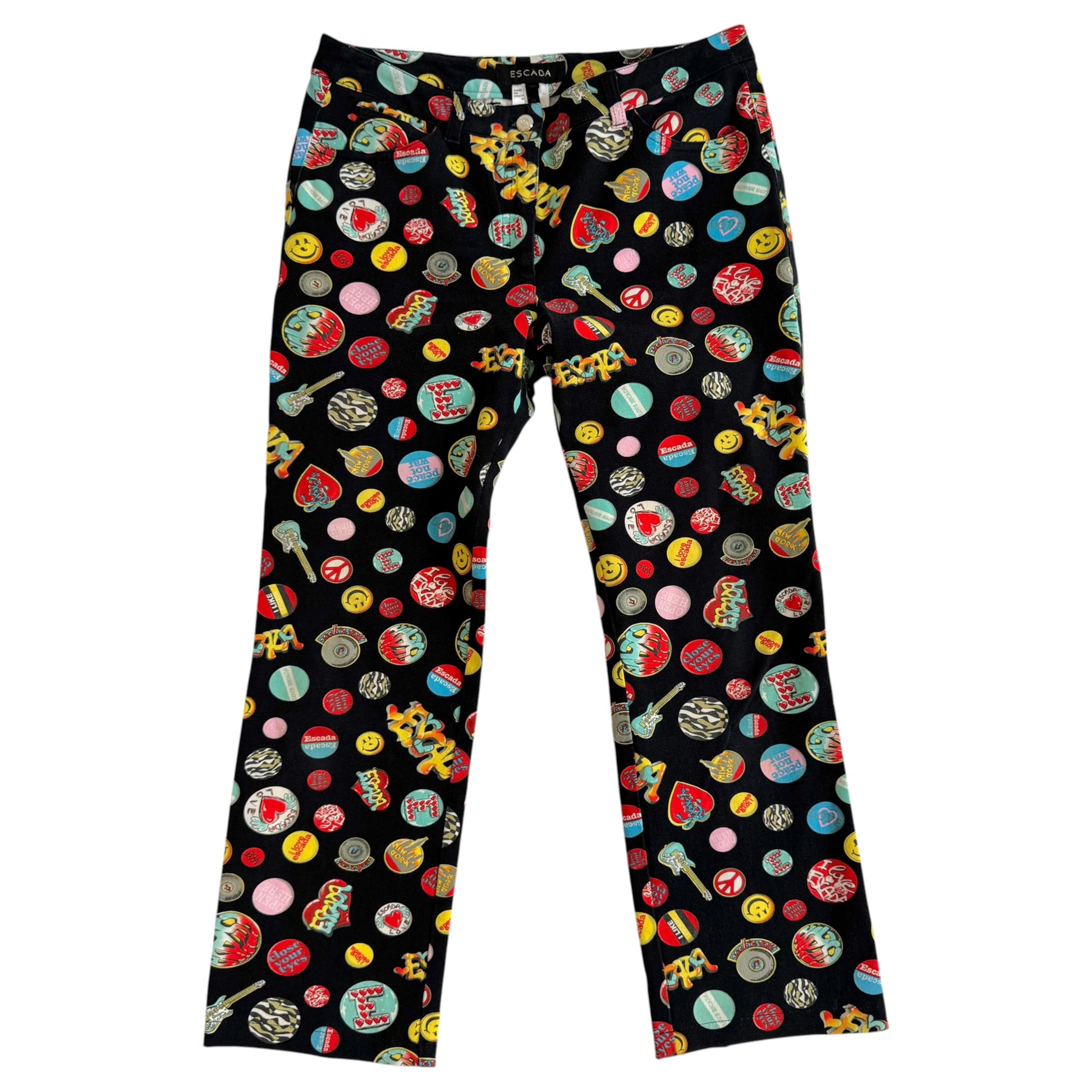 Escada Multicolor Capri Pants Guitar Pin Print Size S