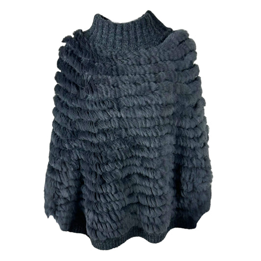 Blumarine Blugirl Gray Rabbit Fur Poncho