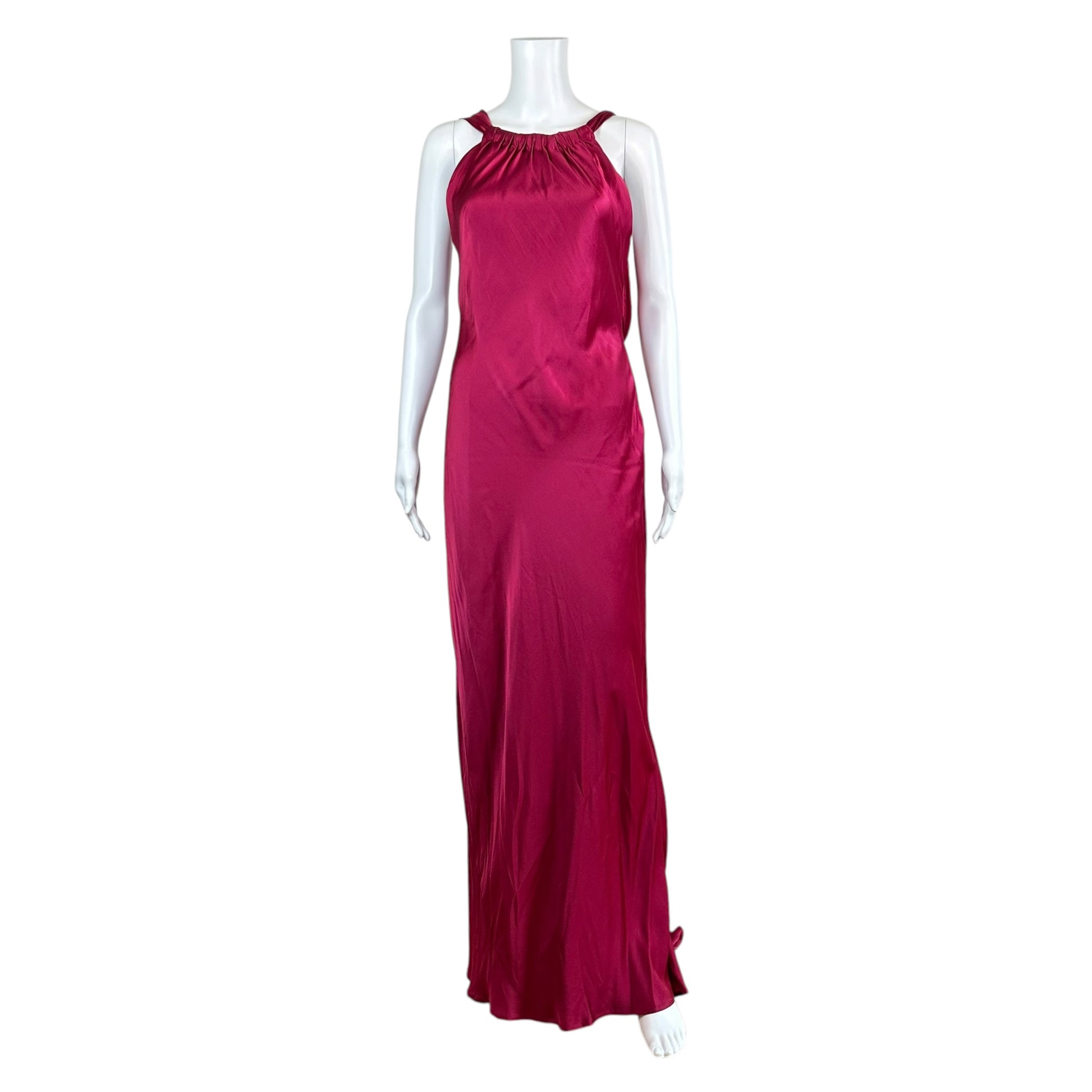 Alberta Ferretti Fuchsia Pink Draped Silk Maxi Gown