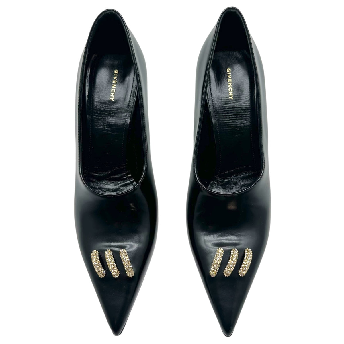 Givenchy Black Leather Crystal Embellished Pumps