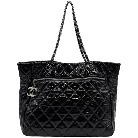 Chanel Black Patent Matelasse Quilted Leather Chain Strap Tote Bag 2009-10 - Outfit Repeater